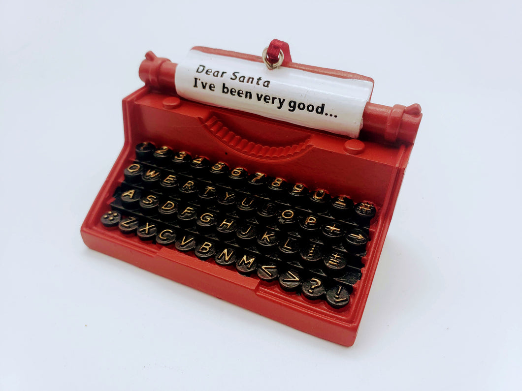 Red Typewriter Christmas Ornament